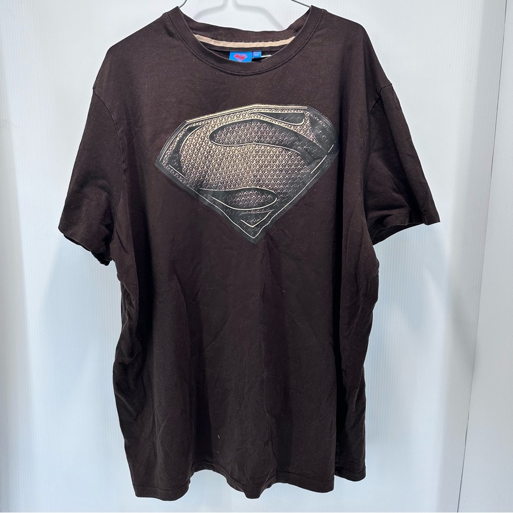Man Of Steel Superman T Shirt Size‎ 3XL Short Sleeve Brown EUC